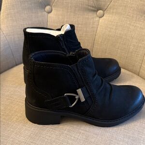 Clark’s Women's Black Ankle Boots with Decorative Buckle